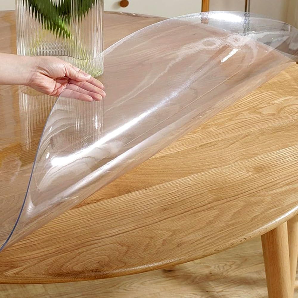 Protection Table Ronde Transparent Film de Protection pour Table Épaisseur : 1,5 mm Nappe de Table Ronde Transparente PVC Film(100 cm)