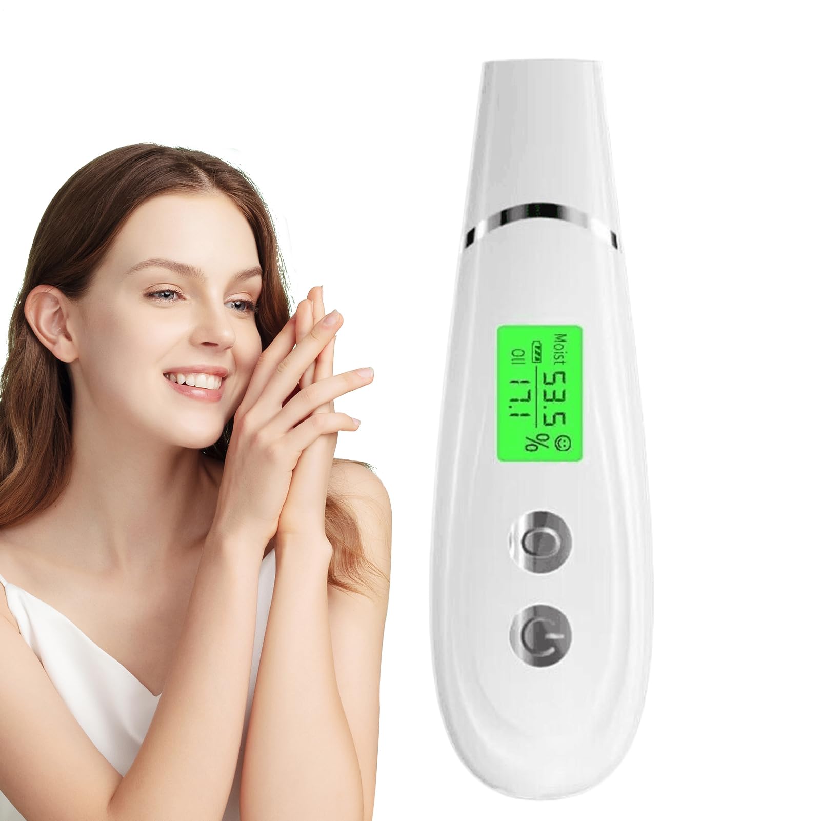 Humidimètre de la peau, analyseur de peau, outil d'affichage LCD numérique professionnel, appareil de détection d'eau et d'huile pour les soins du visage à la maison, au salon ou en voyage, 12,7 x 5,9