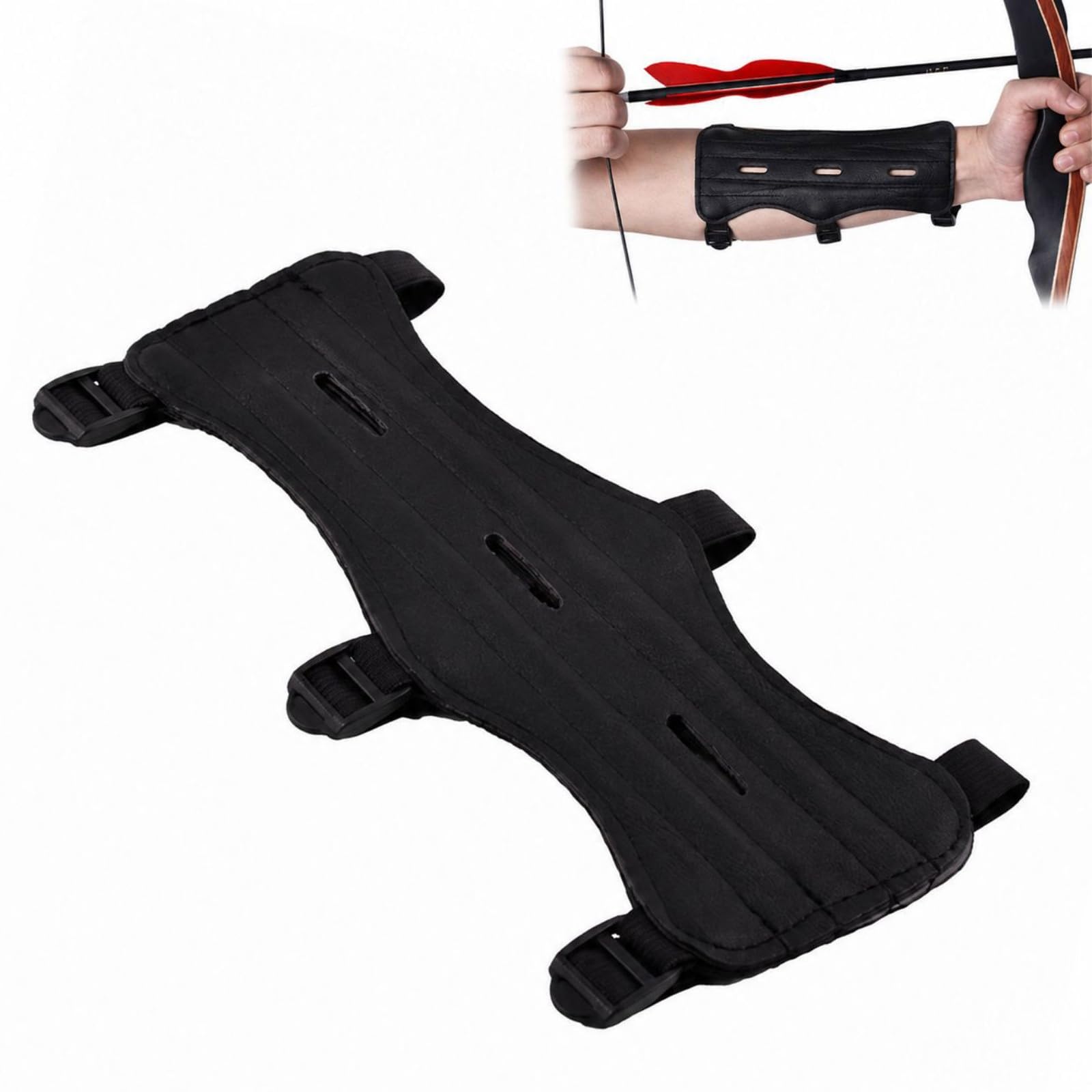 GengHeXIN Archery Arm Guard, Adjustable Leather Forearm Guard for Adults