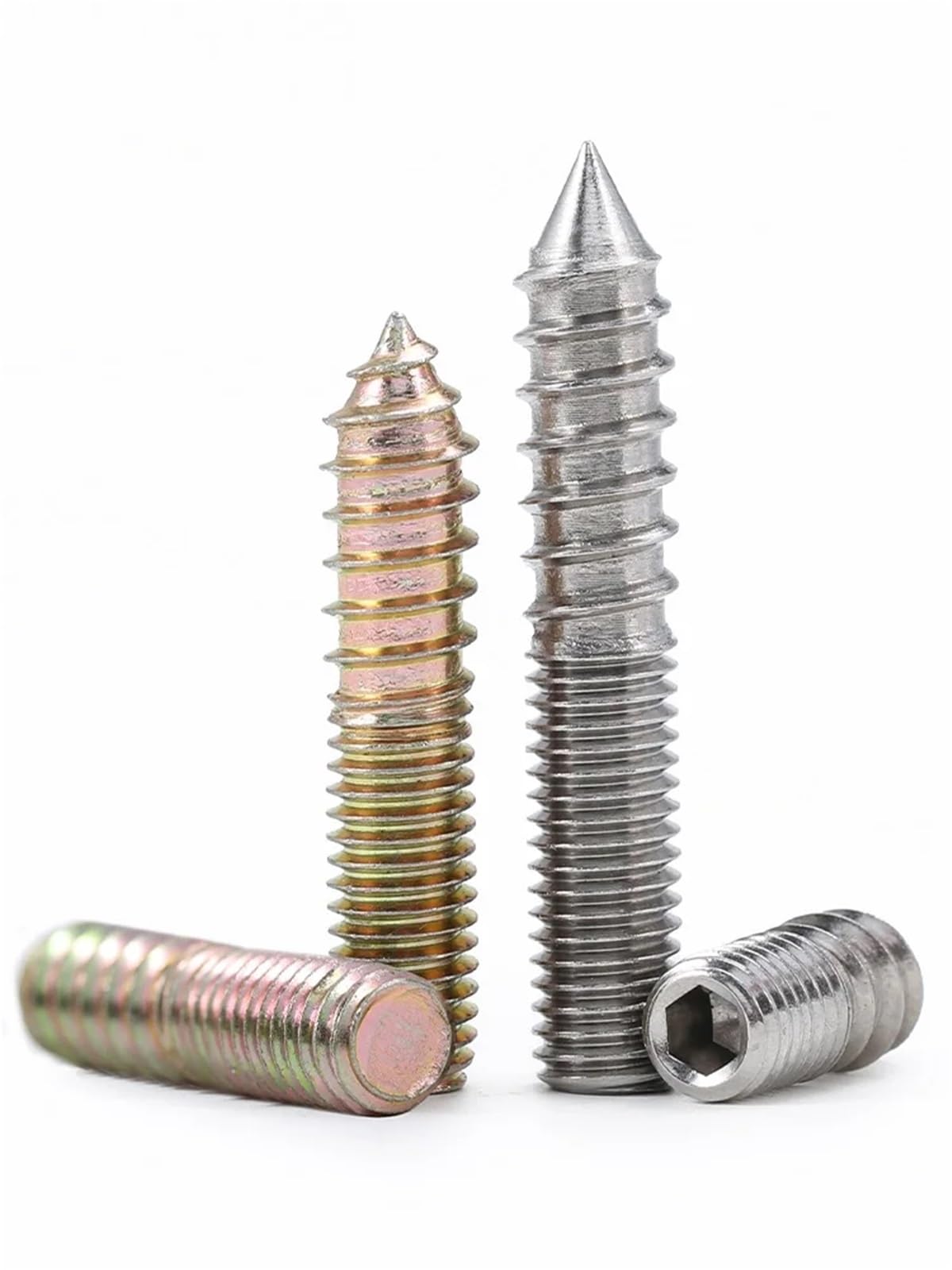 Tornillos autorroscantes de doble extremo M4-M6 de 30-40 mm, chapados en plata y zinc, paquete de 30 piezas chapadas en zinc, 30 MM-M6