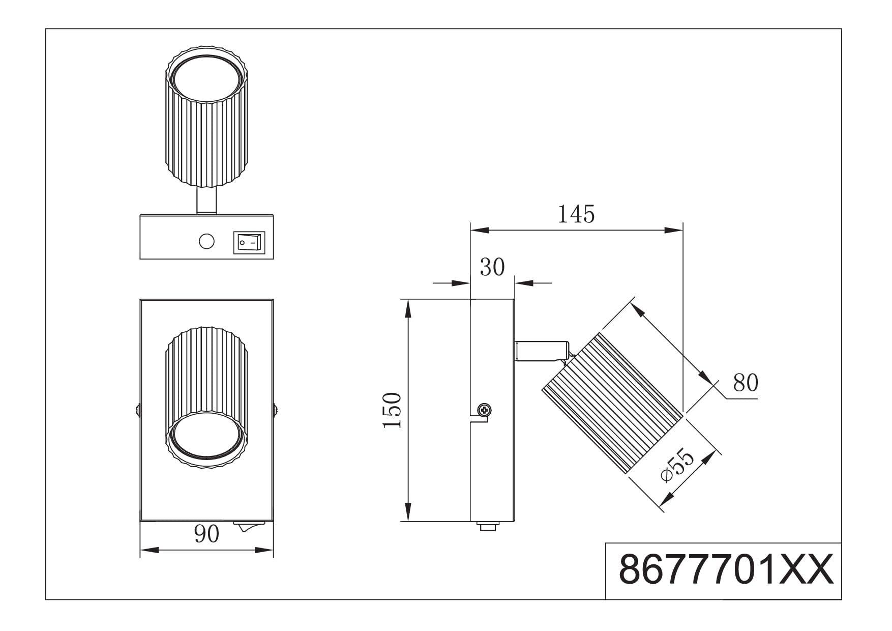Trio Leuchten Strahler Soka 867770132, Metall Schwarz matt, exklusive 1x GU10