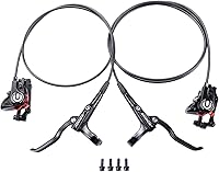 Vista 13 de Cyclon Juego de Frenos de Disco Hidráulicos MTB, Frenos Hidráulicos de Aleación de Aluminio Negro/Rojo para Bicicleta de Montaña, Freno Hidráulico