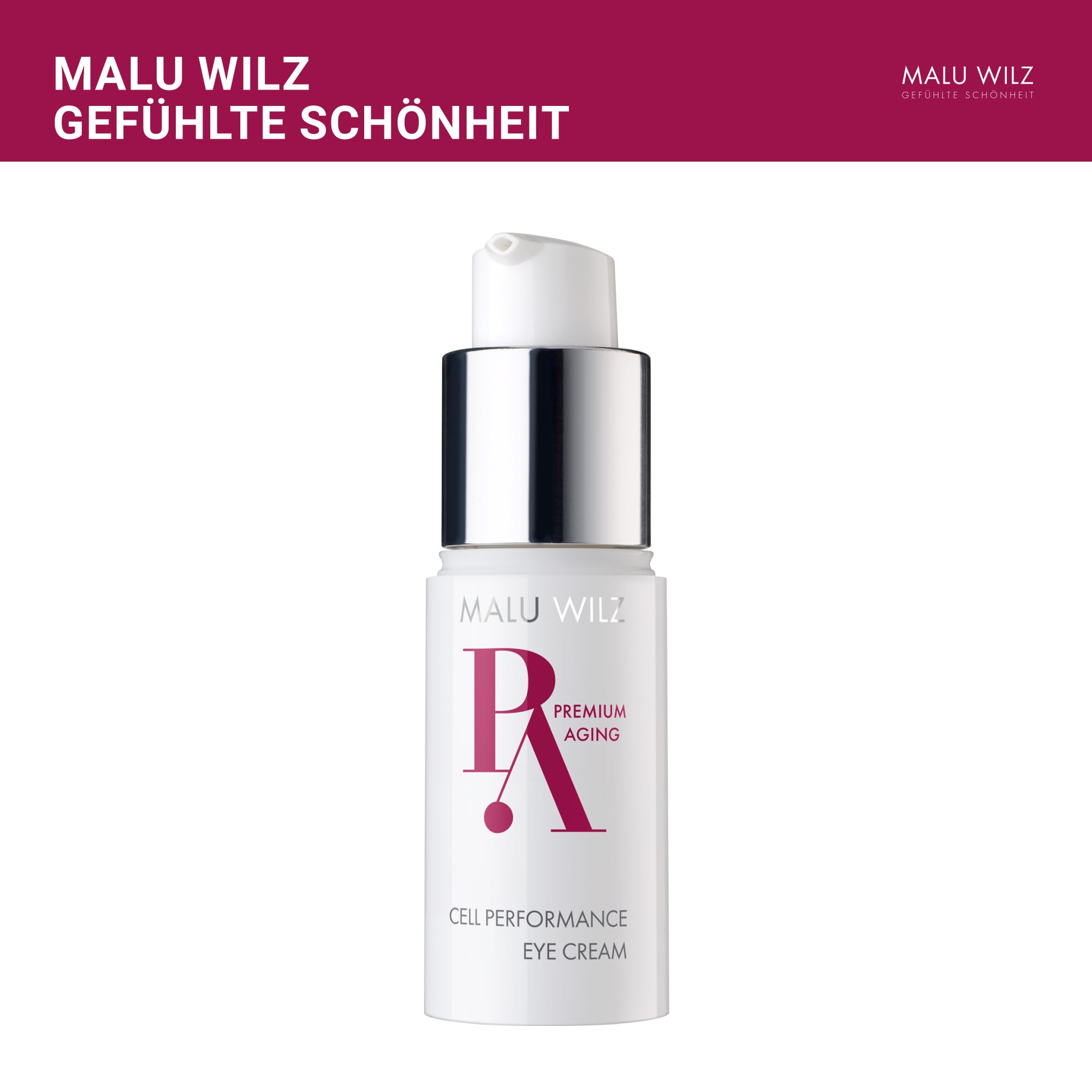 Malu Wilz Premium Aging Cell Performance Eye Cream 15ml I Anti Aging Augencreme gegen Falten und Augenringe I Augenpflege für beanspruchte Augenpartien