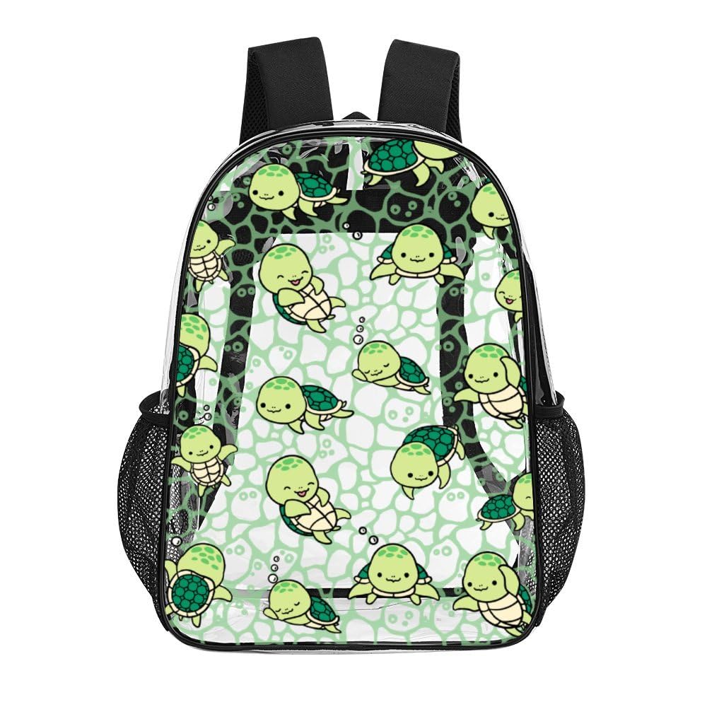 ZCJB-WSRY Turtle Clear Backpack Heavy Duty for Girls Kids Boys Women Men - Large Cute PVC Sea Turtles Theme Printing Transparent Backpacks for Schools