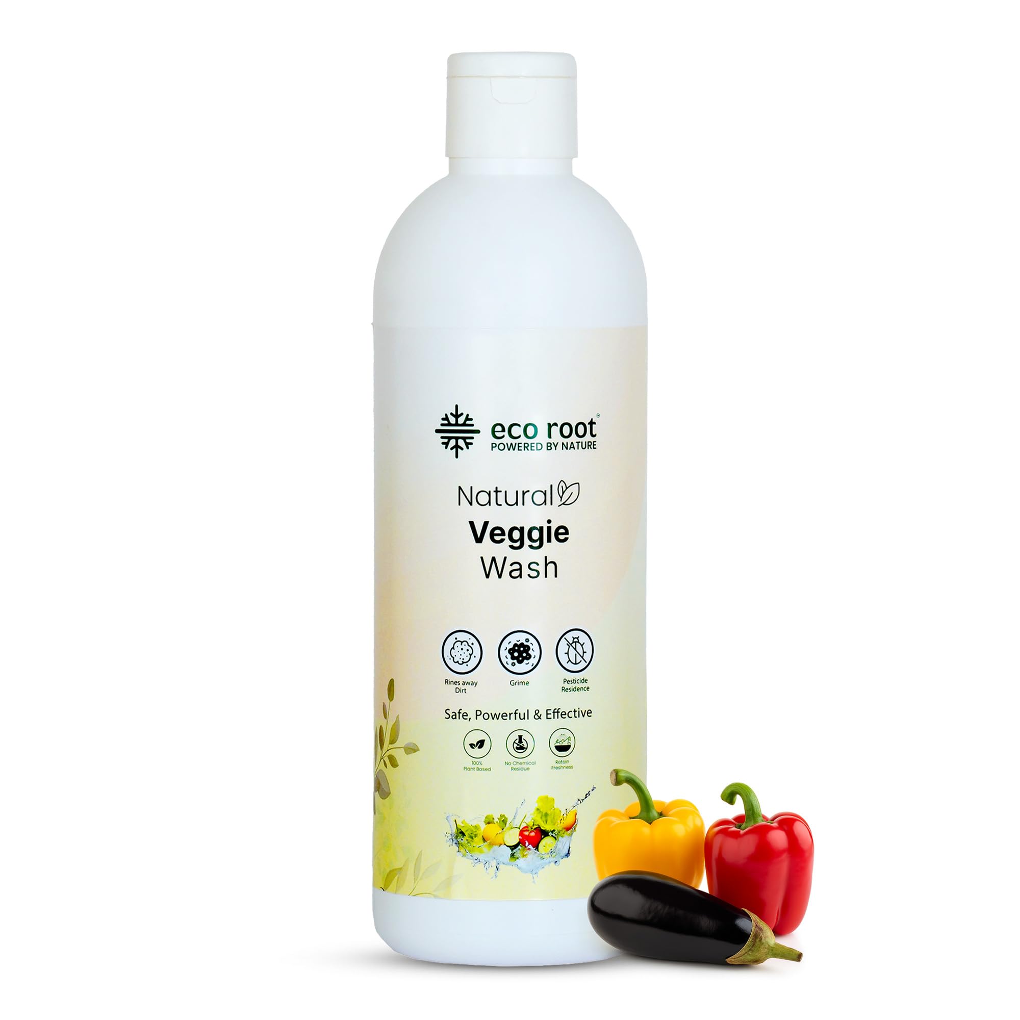 ECOROOT Natural Vegetable & Fruit Wash Liquid | Plant-Based Cleaner with Citrus & Tulsi Enzymes | Odorless, Free from Harsh Chemicals, Safe for Babies & Pets | Pack of 1 | 500ml