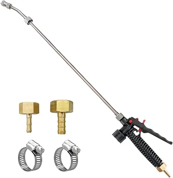 Pump Sprayer Wand,Adjustable Universal Sprayer Wand with 3/8" Brass Barb, Stainless Steel Replacement Sprayer Wand with Shut off Valve 1/4" & 3/8" Barbs Sprayer Wand