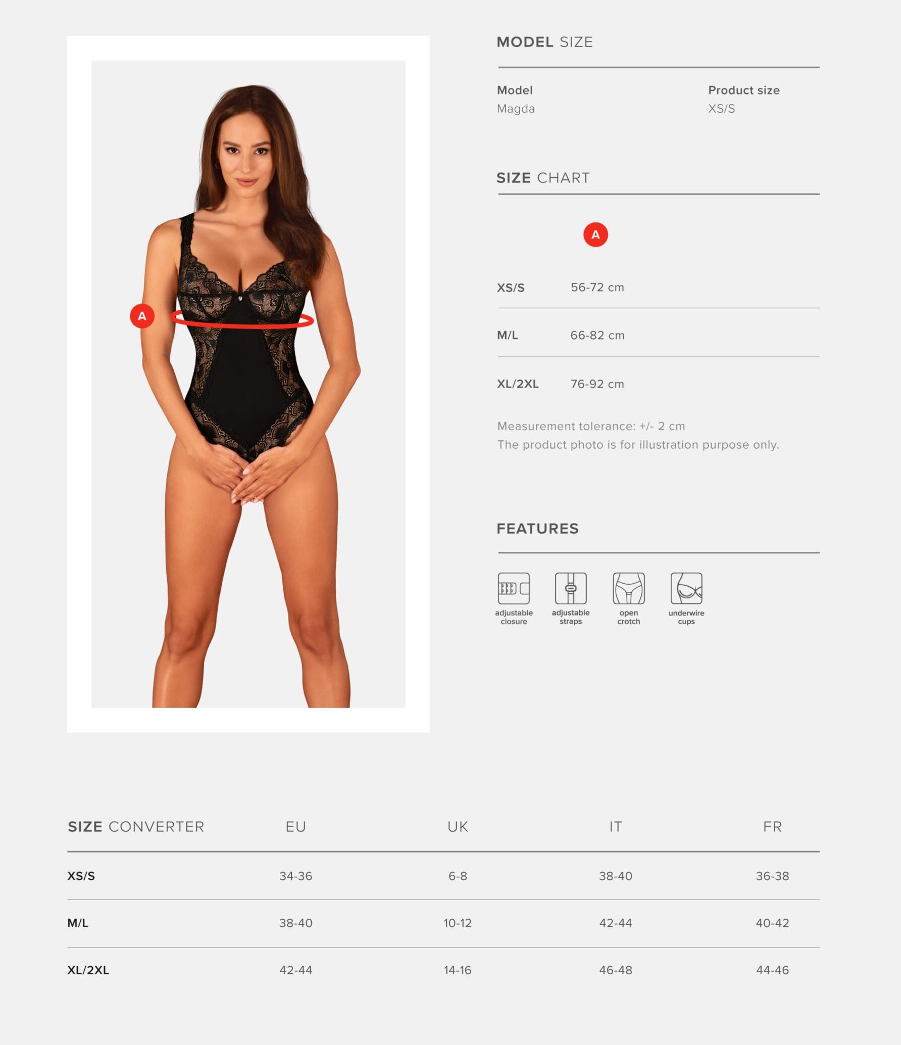Selente Love & Fun, Seducente Set di Lingerie da Donna Composto da Body/Aperto e Benda per Gli Occhi in Satin, Prodotto nell'UE