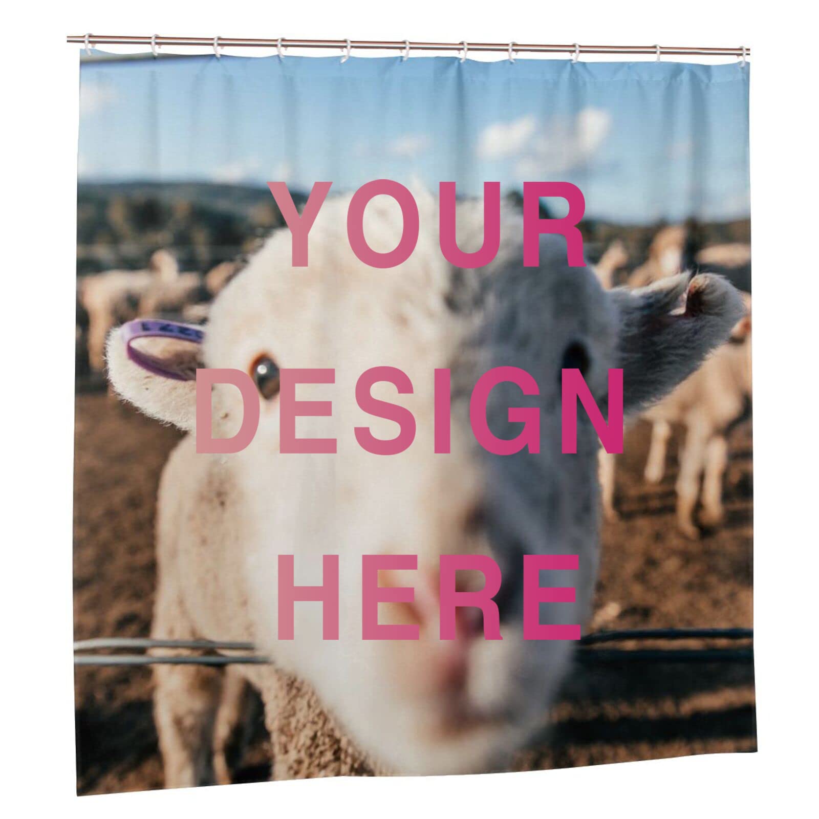 JOOCAR Custom Photo Shower Curtains Custom Image Shower Curtain with Your Photo Text Custon Backdrop Personalized Shower Curtain for Bathroom set with 12 Plastic Hooks, 170x180 cm