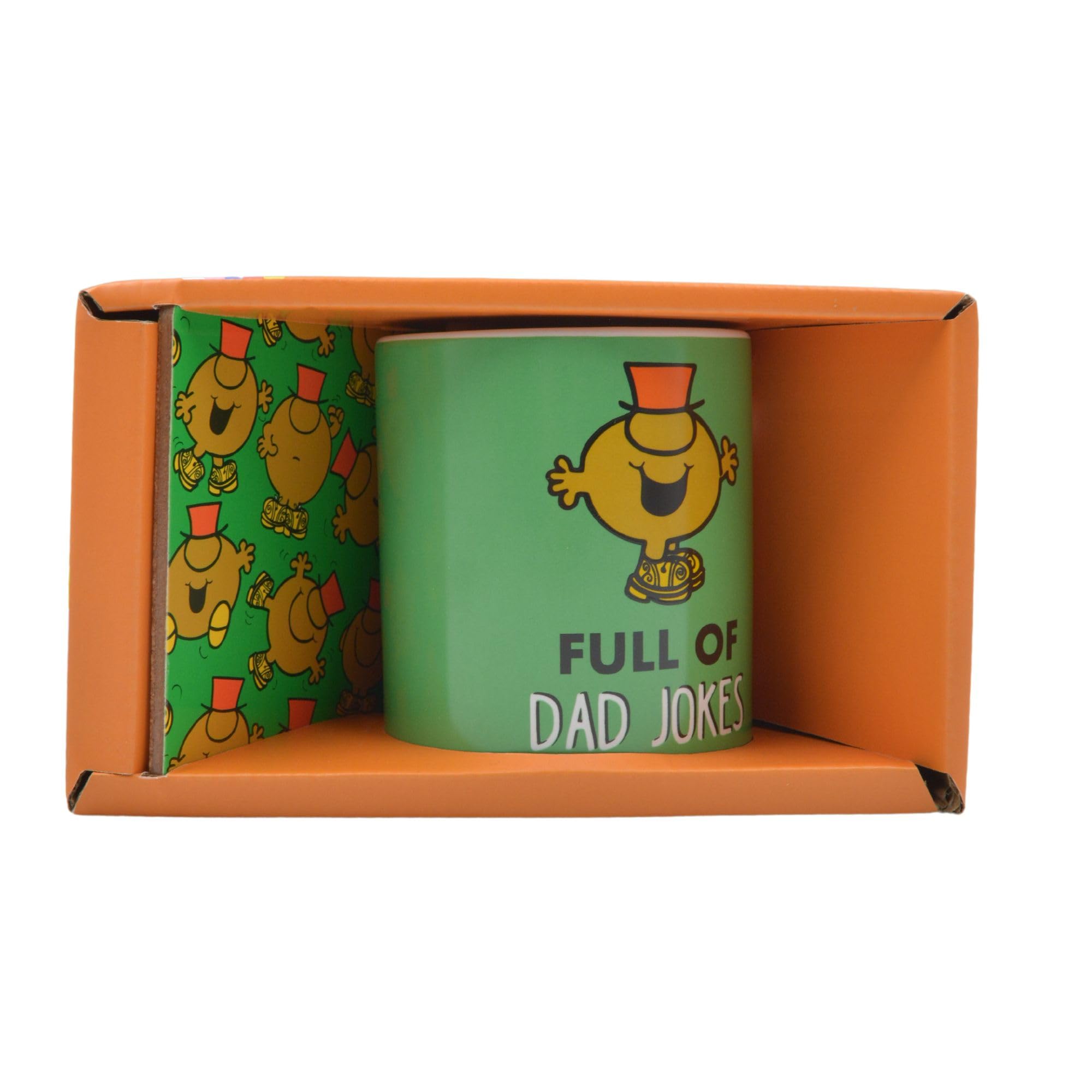 HOX Mr Men Mr Silly Full of dad Jokes Ceramic Mug & Drinks Coaster Gift Boxed Gift Set