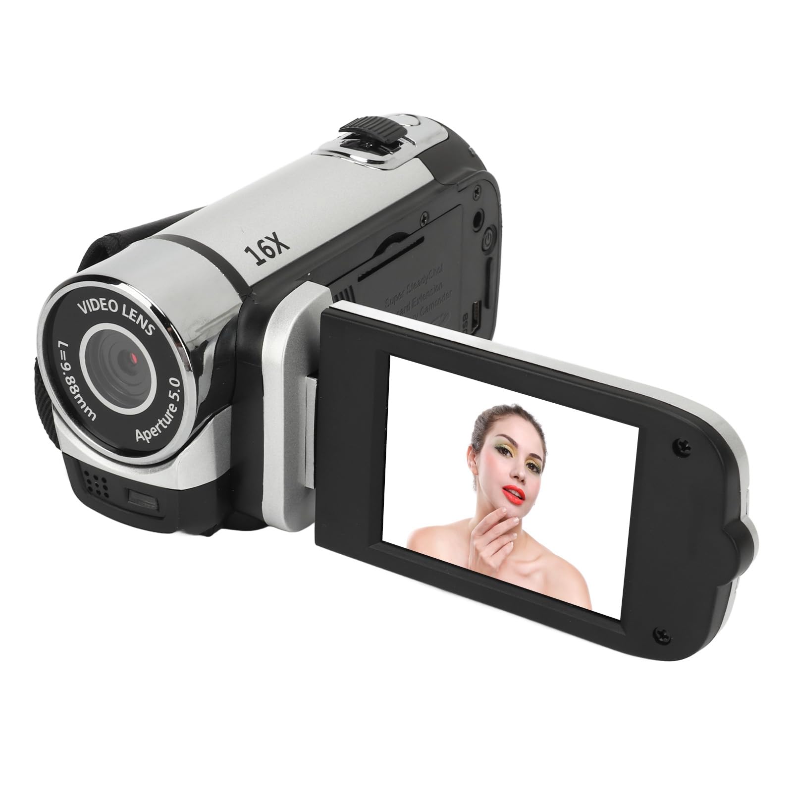 Ejoyous Caméscope Vidéo Vintage, Caméscope Numérique Portable 1080P 16MP avec écran Rotatif, Idéal pour Les Voyages et Les Souvenirs de Famille (Silver)