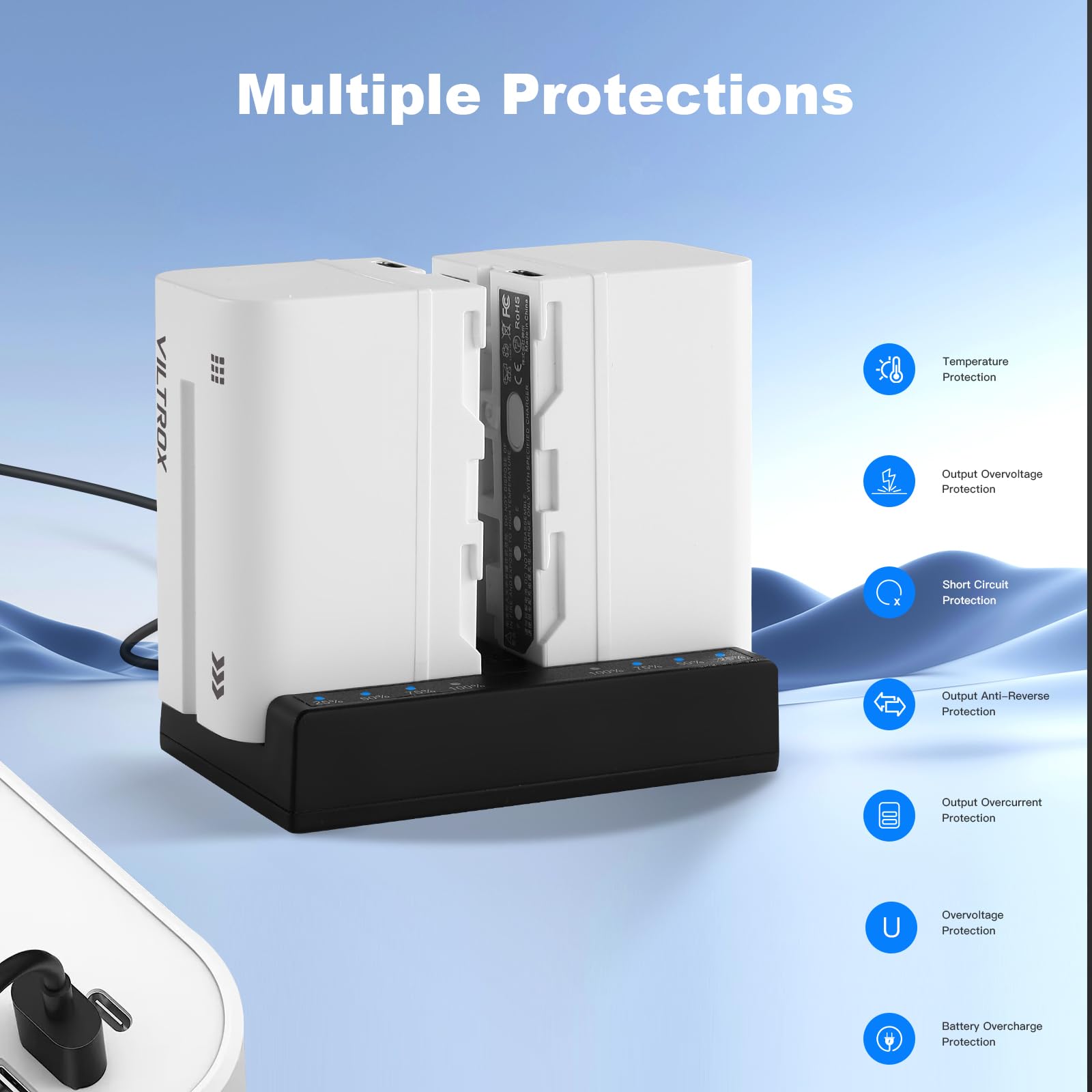 VILTROX 2 Pack NP-F970 Replacement Battery 2 Pack Battery For Sony NP-F950 F960 F970 F770 F750 F570 F550 Compatible Godox VILTROX Neewer Camcorder/ Monitor/Camera