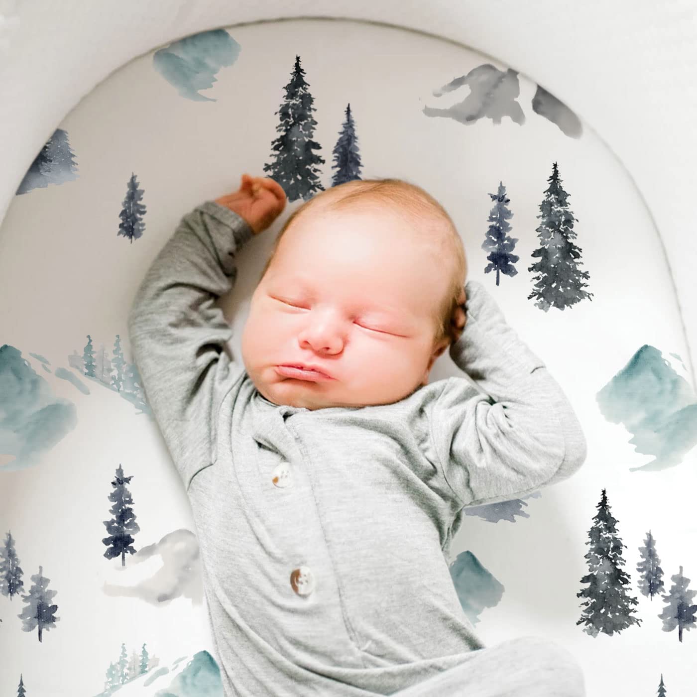 GRSSDER Dehnbares, ultraweiches Spannbettlaken-Set, 3er-Pack, universelle Passform für Stubenwagen, Babywiege, Moseskorb, ovale, rechteckige Matratze, eng anliegend und sicher, niedliche wilde