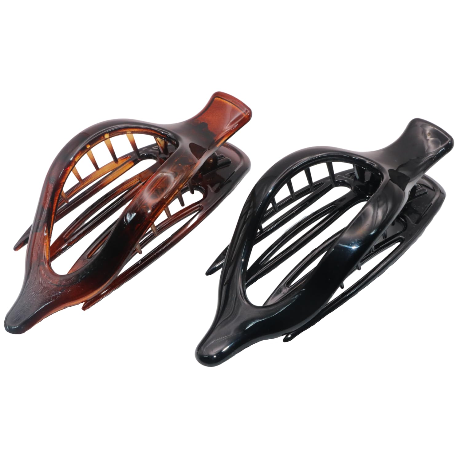 Similar to Parcelona French 2 Pieces Wide Beak Celluloid Tortoise Shell and Black Side Slide In Jaw Hair Claw Clip Clamp Clutcher