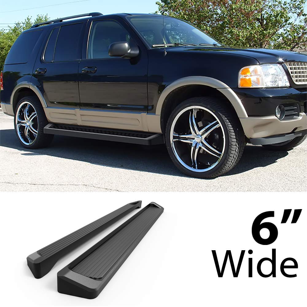HD Ridez Running Board Side Step Bars 6" Black Compatible With Ford Explorer 2002-2005 (Include Diesel Models With DEF Tanks) (Nerf Bar Side Steps