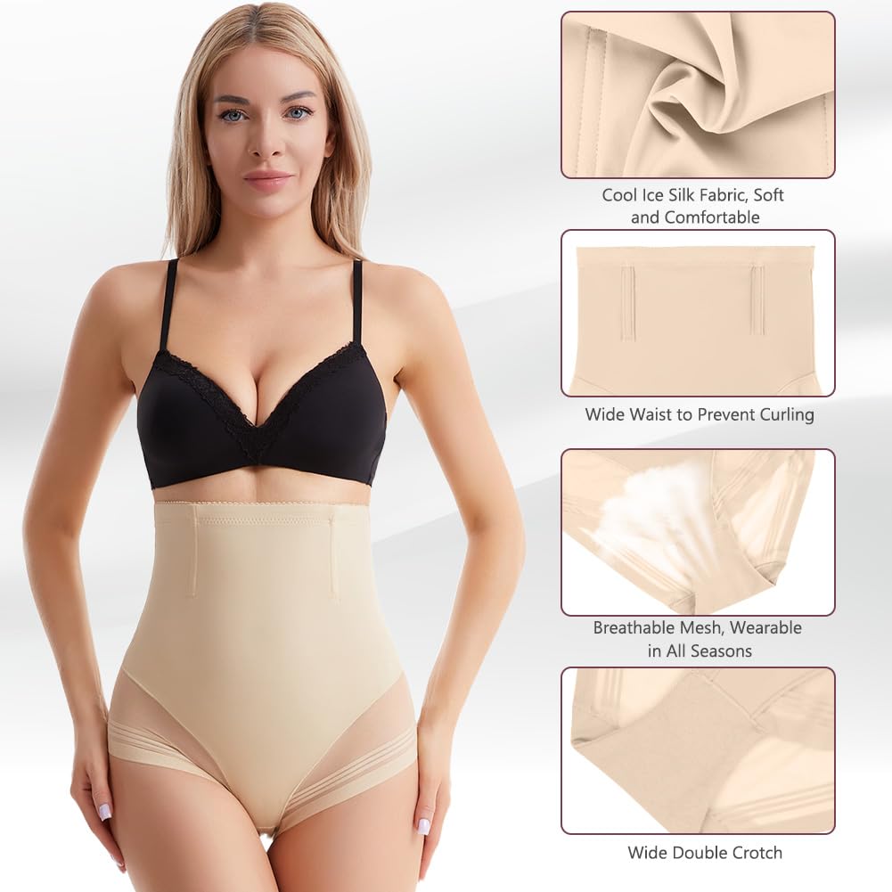 DiULi Damskie majtki wyszczuplające brzuch, wysoka talia, majtki gorsetowe, modelujące figurę, bielizna modelująca sylwetkę, bielizna modelująca, kontrola podbrzusza, lekka tkanina, kolor skóry