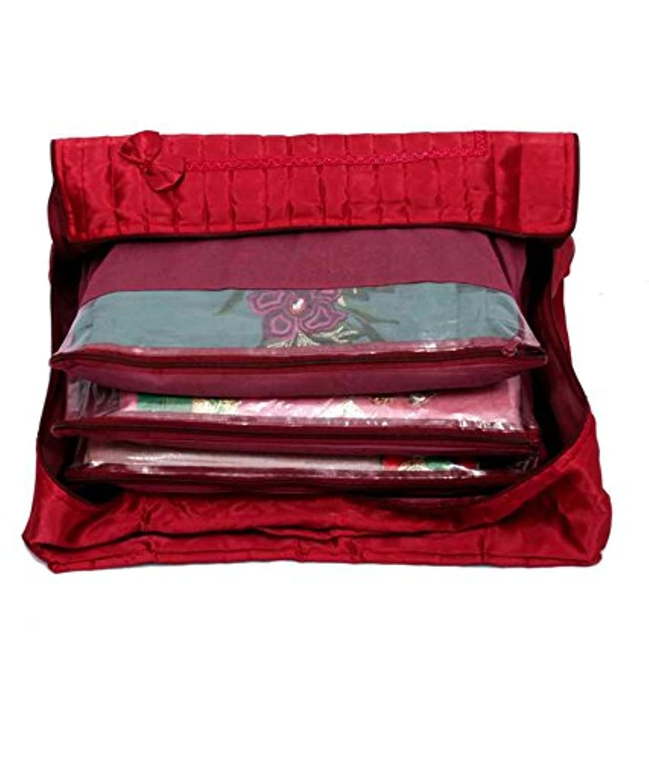 Kuber Industries Satin Flap Saree Cover, Maroon (KI35540)