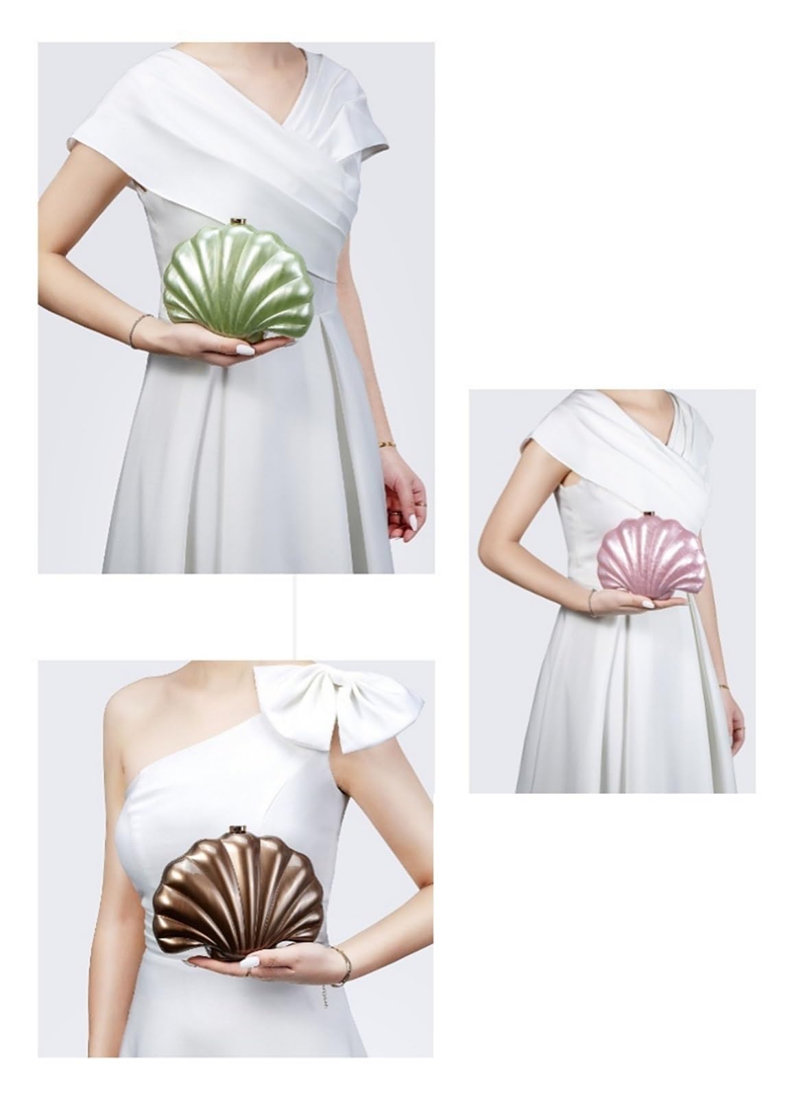 Donna Shell Clutch Borsa a tracolla da donna, borsa sera, festa, ballo, di lusso, sposa per Vacanze Giornaliere