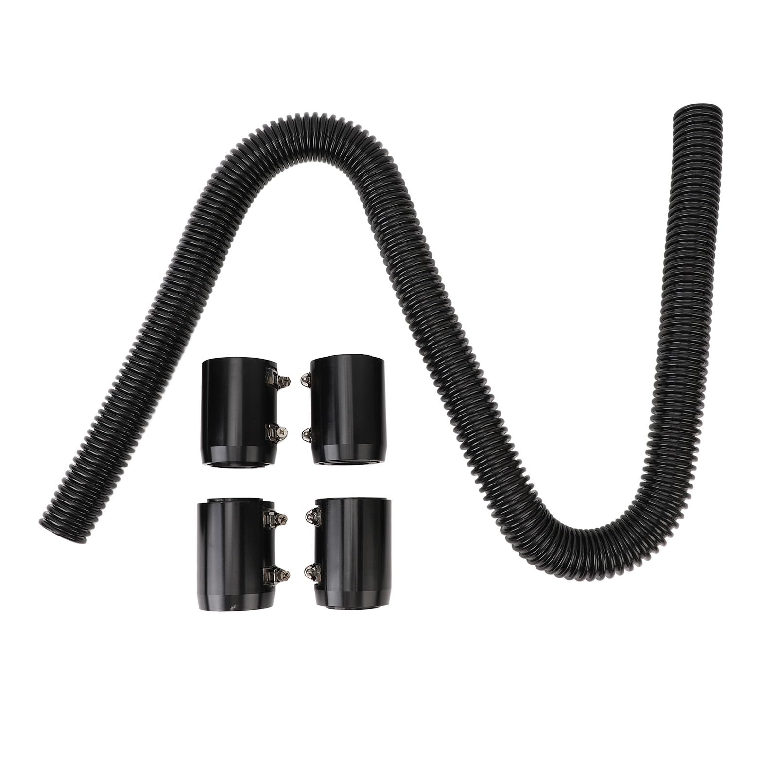 Kit de manguera de agua refrigerante flexible para radiador de 48 pulgadas Juego de mangueras de disipación de calor de acero inoxidable resistente al calor universal con 4 (Negra)