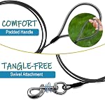 Chew Proof Dog Leash - 6 Foot Metal Cable Lead. Heavy Duty Leash Made of Coated Wire Rope. Chew Resistant, Great for Large Dogs and Teething Puppies (Black+Purple, 6FT)