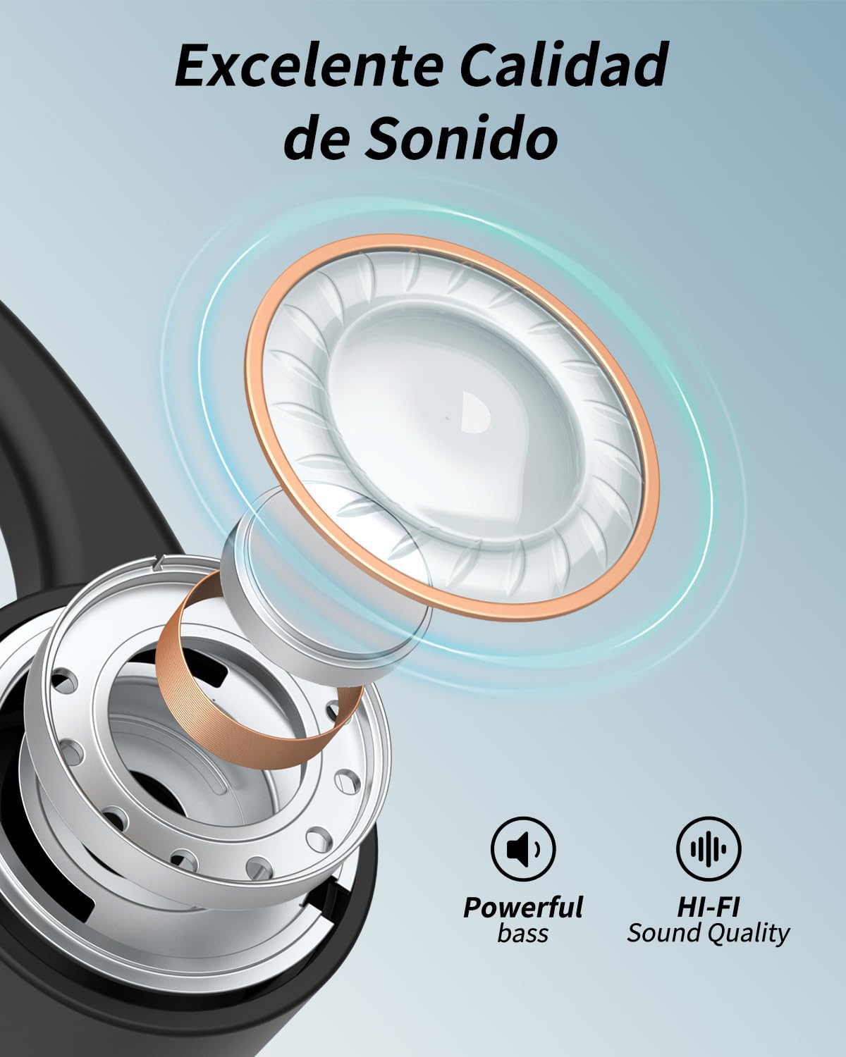 Auriculares con sonido óseo, auriculares abiertos Bluetooth 6.0 de conducción ósea, auriculares deportivos inalámbricos con 10 horas de tiempo de reproducción, IPX6 resistente al agua para