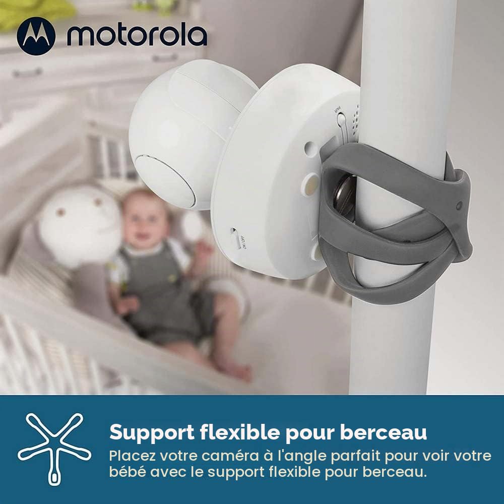 Motorola Nursery VM55 - Babyphone Camera - Vision Nocturne - Écran LCD de 5 Pouces - sans Fil - Surveillance de la Température - Système de Communication Bidirectionnelle 720p Blanc