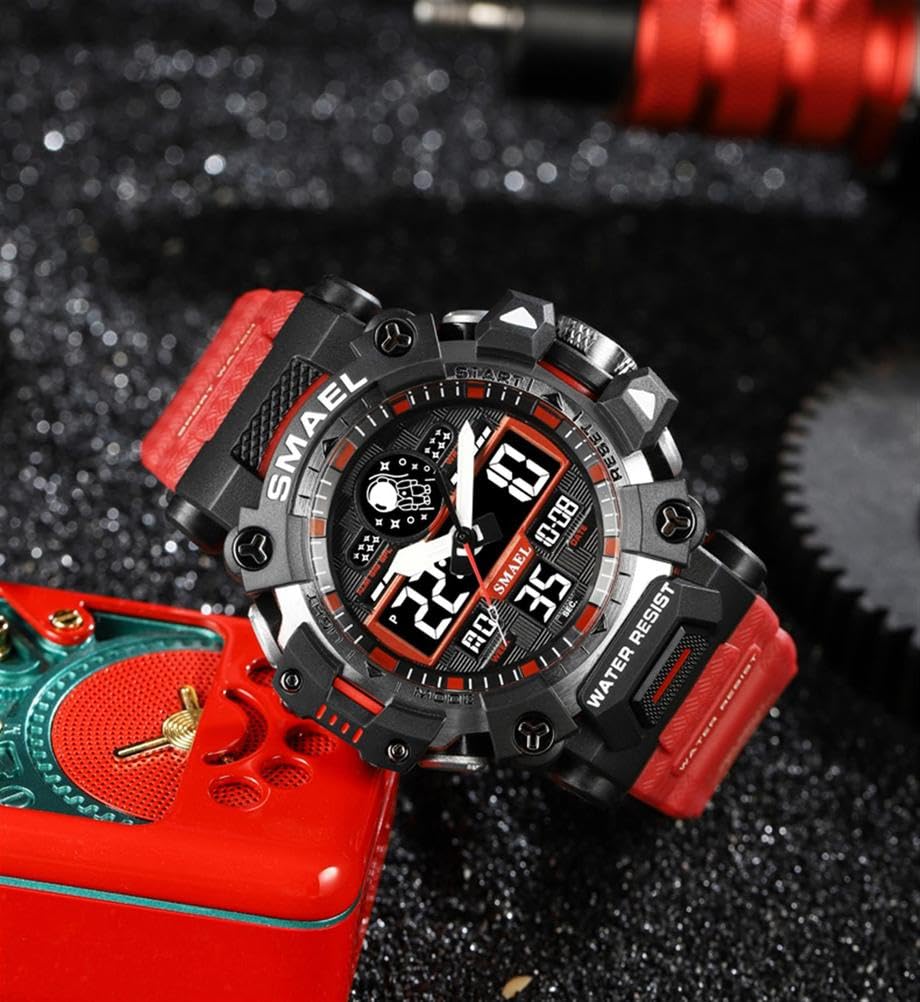 Montre Sport Homme Digitale Etanche 5 Bar avec Chronographe Alarme LED Eclairage Date-Montres avec Bracelet en Silicone