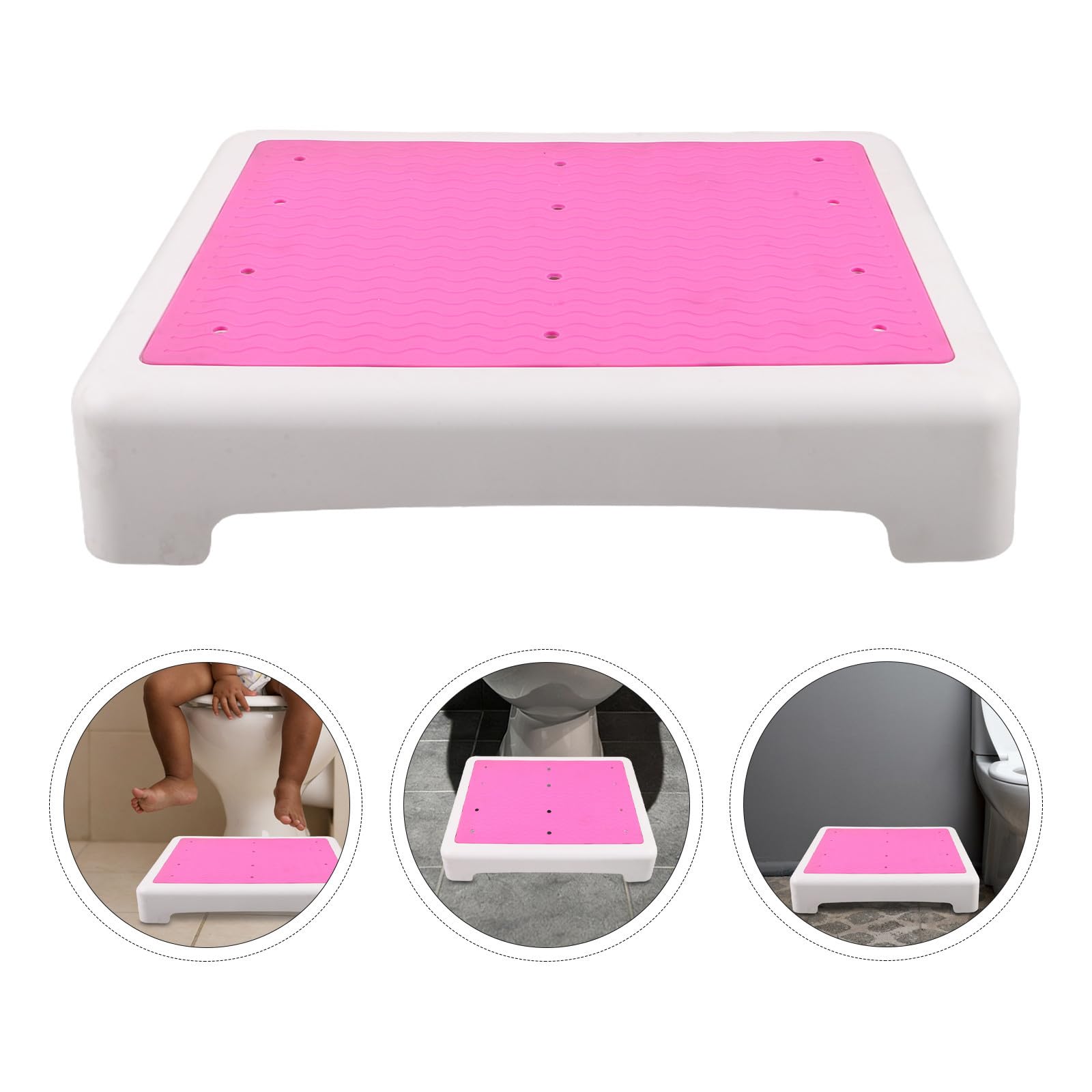 Sgabello Bagno Antiscivolo Rosa in Plastica per Anziani, Facile da Pulire Alta Capacità di Carico, per Toilette e Bagno