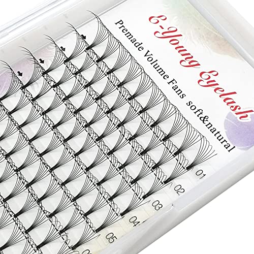 Extensiones de pestañas de tallo largo natural de 0.07 pulgadas de grosor, abanicos de volumen ruso prefabricados, abanicos de volumen 4d/5d/6d/7d/8D,...