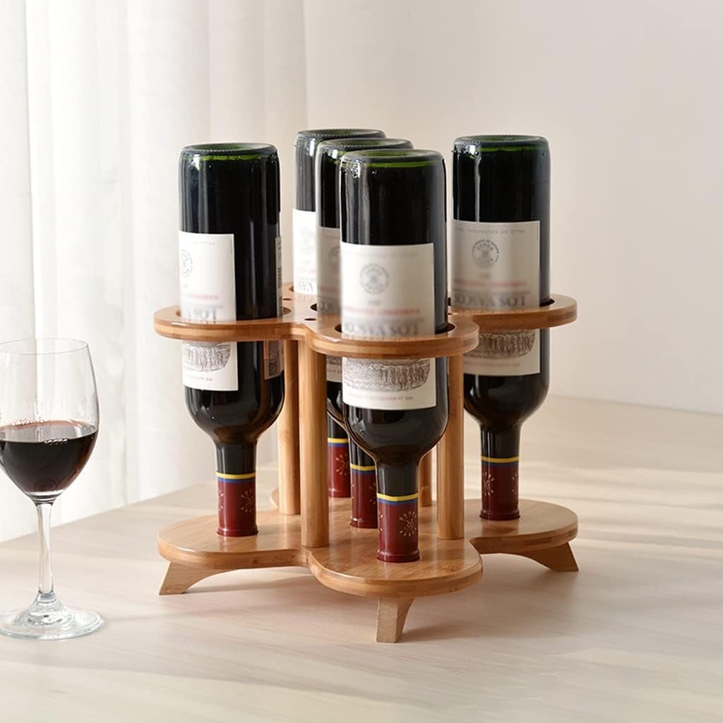 Wine Rack Countertop, Freestanding Floor, Bamboo Wine Racks Countertop Cabinet Wine Holder Wine Storage Shelf for Kitchen Bar Home Decor (Color : 5 Holes) (5 Holes)