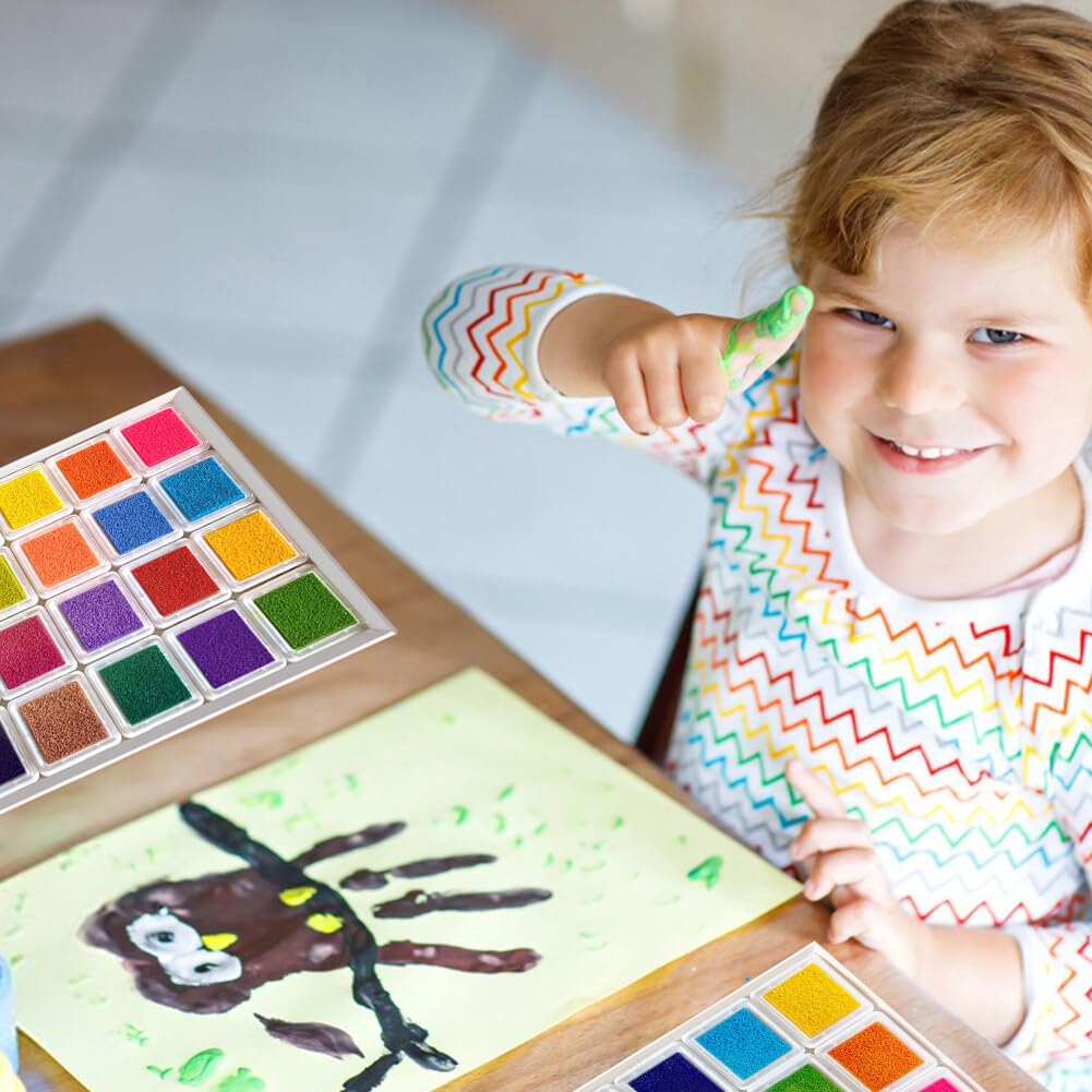 Set Di 6 Timbri Colorati Per Bambini, Atossici E Lavabili, Cuscini Inchiostro Per Impronte Digitali, Per Scrapbook E Attività Fai Da Te, 7,5x5,5 Cm - 3