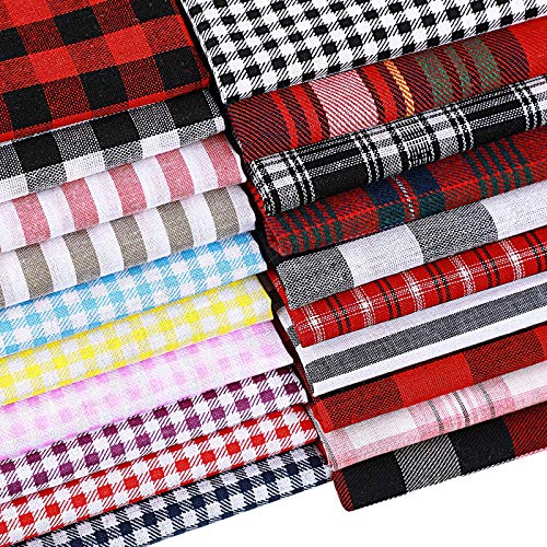40 Piezas Paquetes de Tela Escocesa de Algodón con Estampado de Cuadros 9,84 x 9,84 Pulgadas Patchwork Tela de Cuadros Cuadrados Gordo de Costura Colorida para Bricolaje Acolchado, 20 Estilos