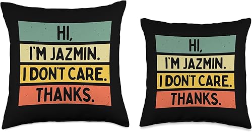 Miniatura 3 de Hi I'm Jazmin I Don't Care Thanks Funny Sarcasm Name Quote Throw Pillow, 18x18, Multicolor