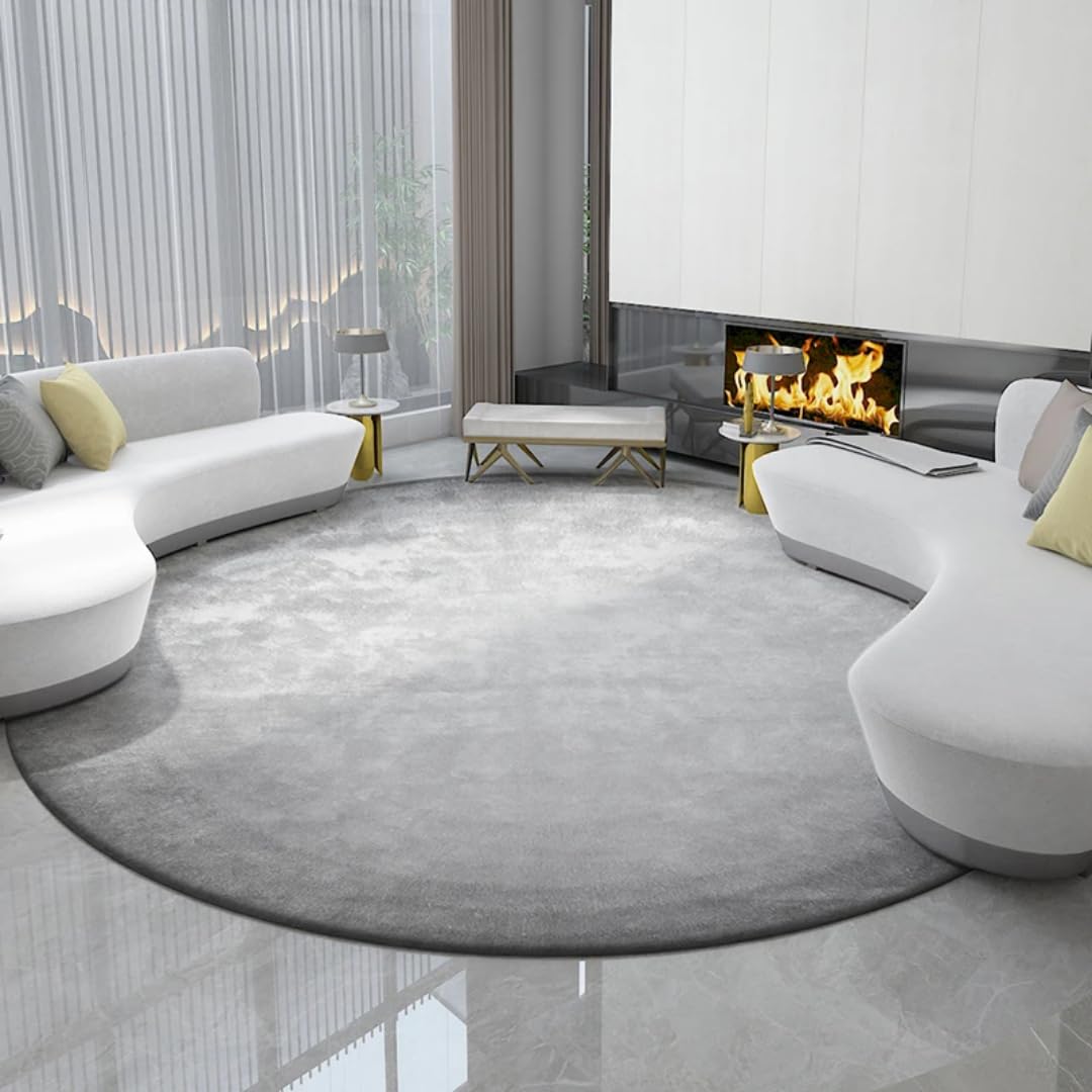 Tapis de chambre en peluche doux pour sol froid grand tapis rond lavable 120 cm salon