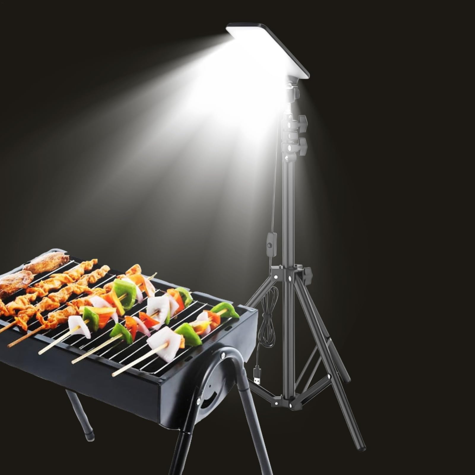 Luce Da Campo LED,Lampada Barbecue Con Treppiede Telescopico | Lampada Regolabile per Pesca Notturna Officina Garage Spiaggia Giardino Interni Esterni