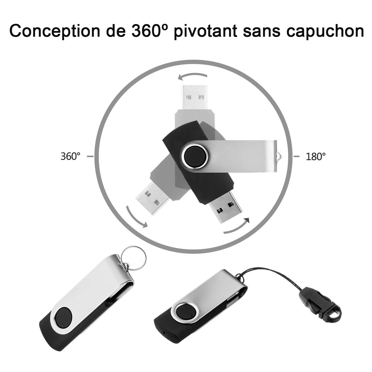 Cle USB 4GB Clé USB 2.0 Lot de 10 Mémoire Stick Lecteur USB Flash Drive Stockage Rotation Disque Pendrive pour Ordinateur Portable/PC/Voiture (10 Couleurs)