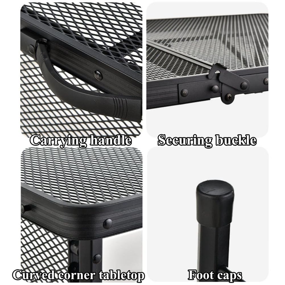 Przenośny aluminiowy grill stolik pomocniczy składany metalowy stół kempingowy z uchwytem do grilla na zewnątrz ogród patio RV 90 cm / 35,4 cala - idealny na imprezy i targi