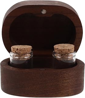 Oval Wooden Umbilical Cord and Hair Keepsake Box with Two Bottles | Coffee Finish, Moisture and Dust Protection, for Newborn Memory Events and Celebrating Growth