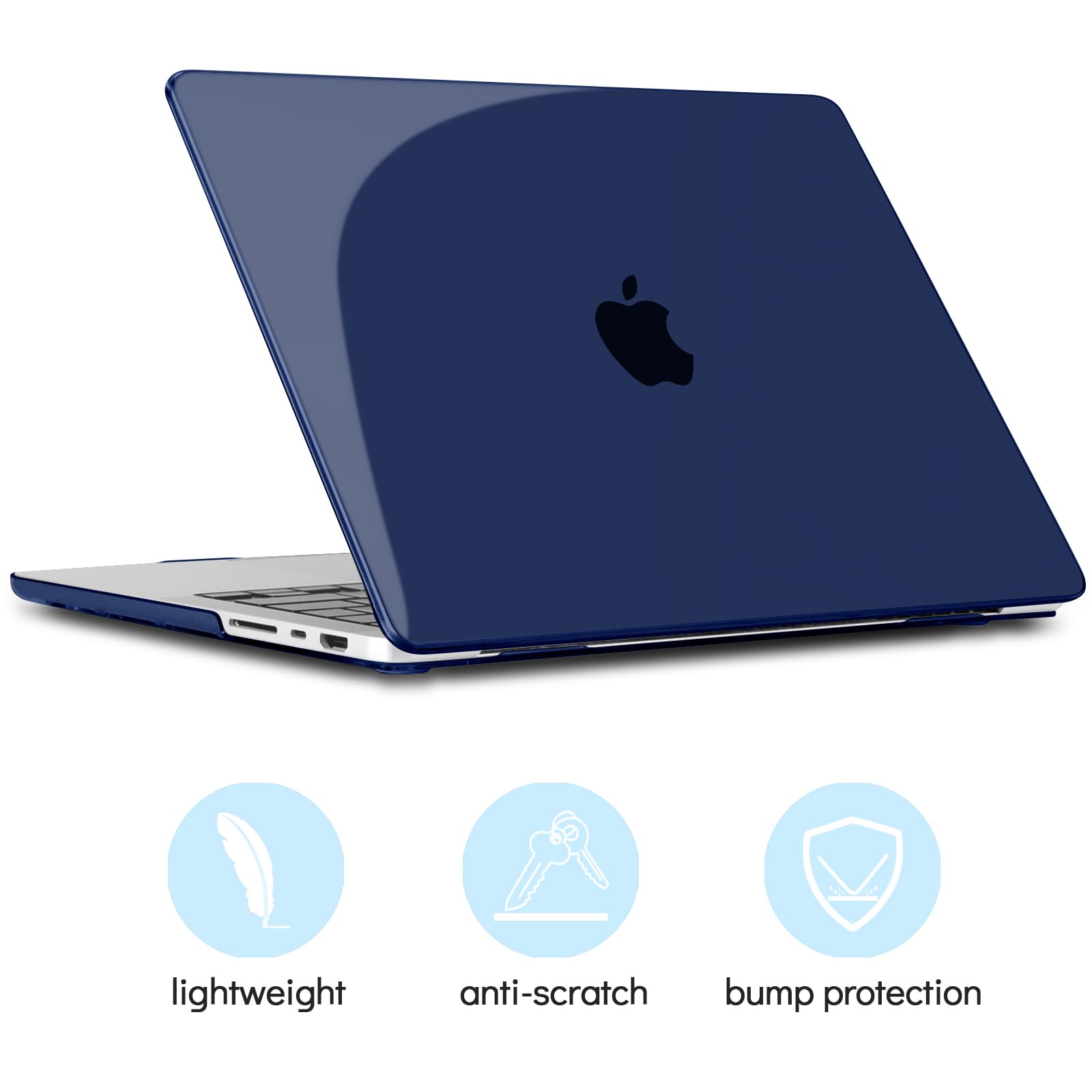 TECOOL Cover per MacBook Pro 16 Pollici M4 M3 M2 M1 Pro/Max 2021-2024 (A3403 A3186 A2991 A2780 A2485), Custodia Rigida Protettiva Sottile in Plastica e Copritastiera UE, Cristallo Blu Navy