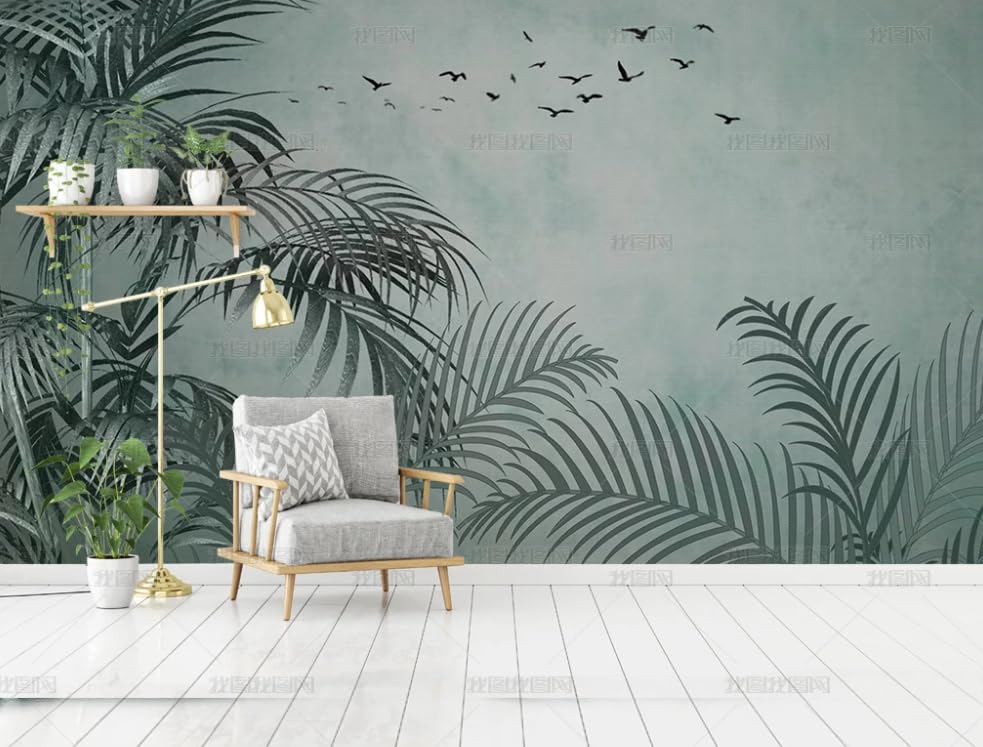 Papier peint intissé végétation verte 300x210 cm grand format pour salon
