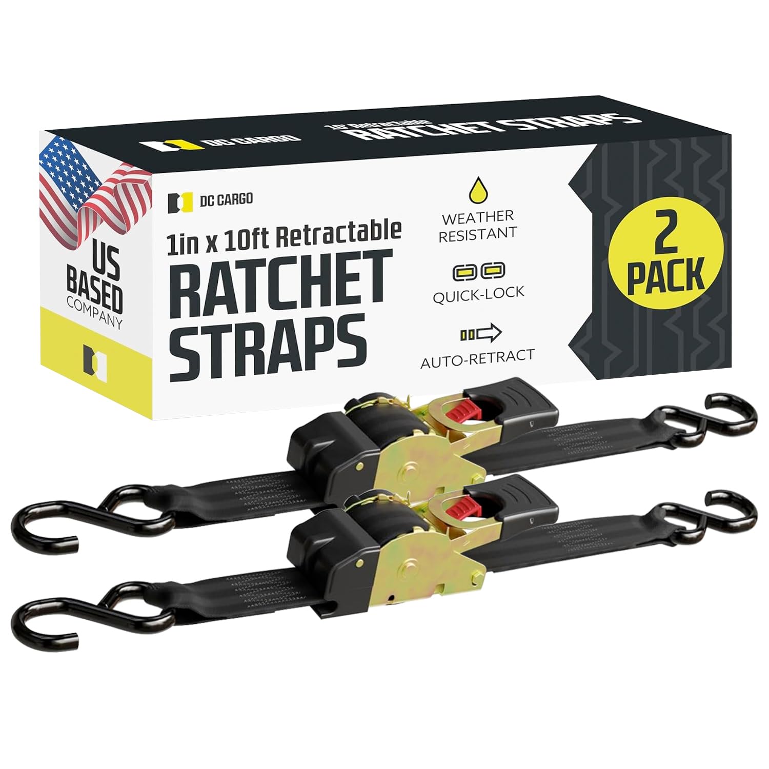 DC Cargo Mall Auto Retractable Ratchet Straps - truck bed and tailgate accessories | Mubboo