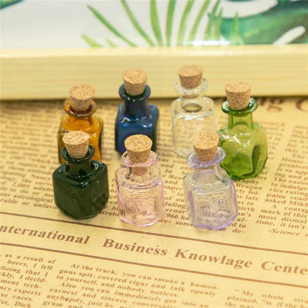 Amazon｜長方形のミニカラーのガラスの瓶はコルクの栓を持って、カラー