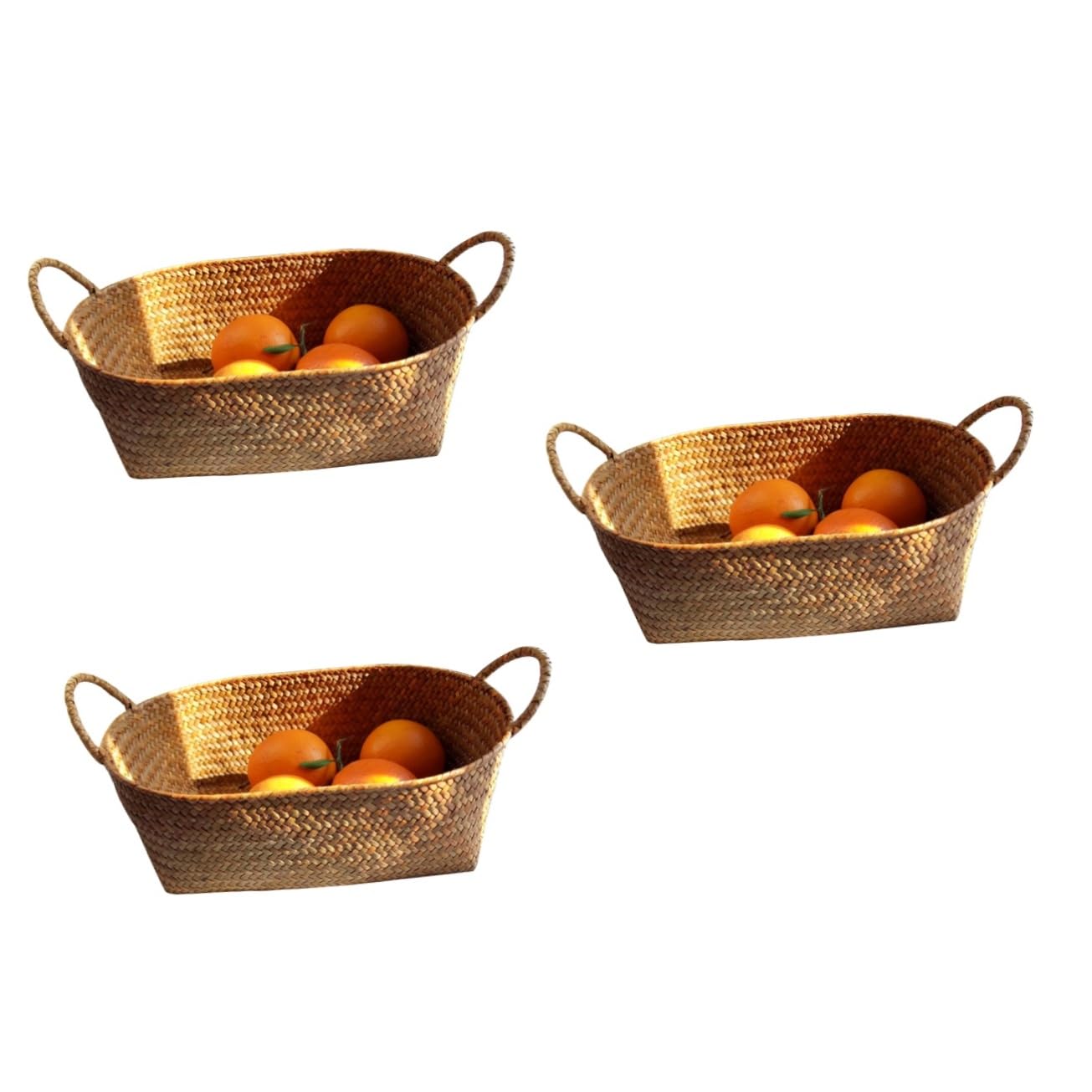 BESPORTBLE 3stücke Handgefertigter Rattan Snackkorb Mittelgroße Aufbewahrungsbox Für Familie Picknick Obst Und Blumen Natürliches Design Für Gemütliches Zuhause
