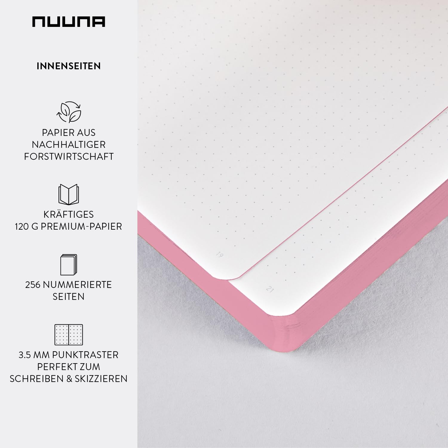 Nuuna Notizbuch A5+ Graphic L - Sweet Joe, Leder rosa