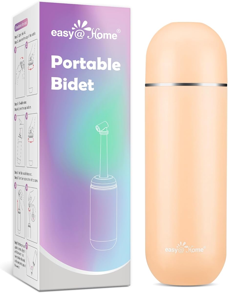 Easy@Home Portable Travel Bidet: Peri Bottle for Postpartum Care - Handheld Sprayer Kit with 380mL (12.8 oz) Capacity Bottle - Personal Hygiene Water Spray for Women & Men | BPA-Free | EPB-01 Brown