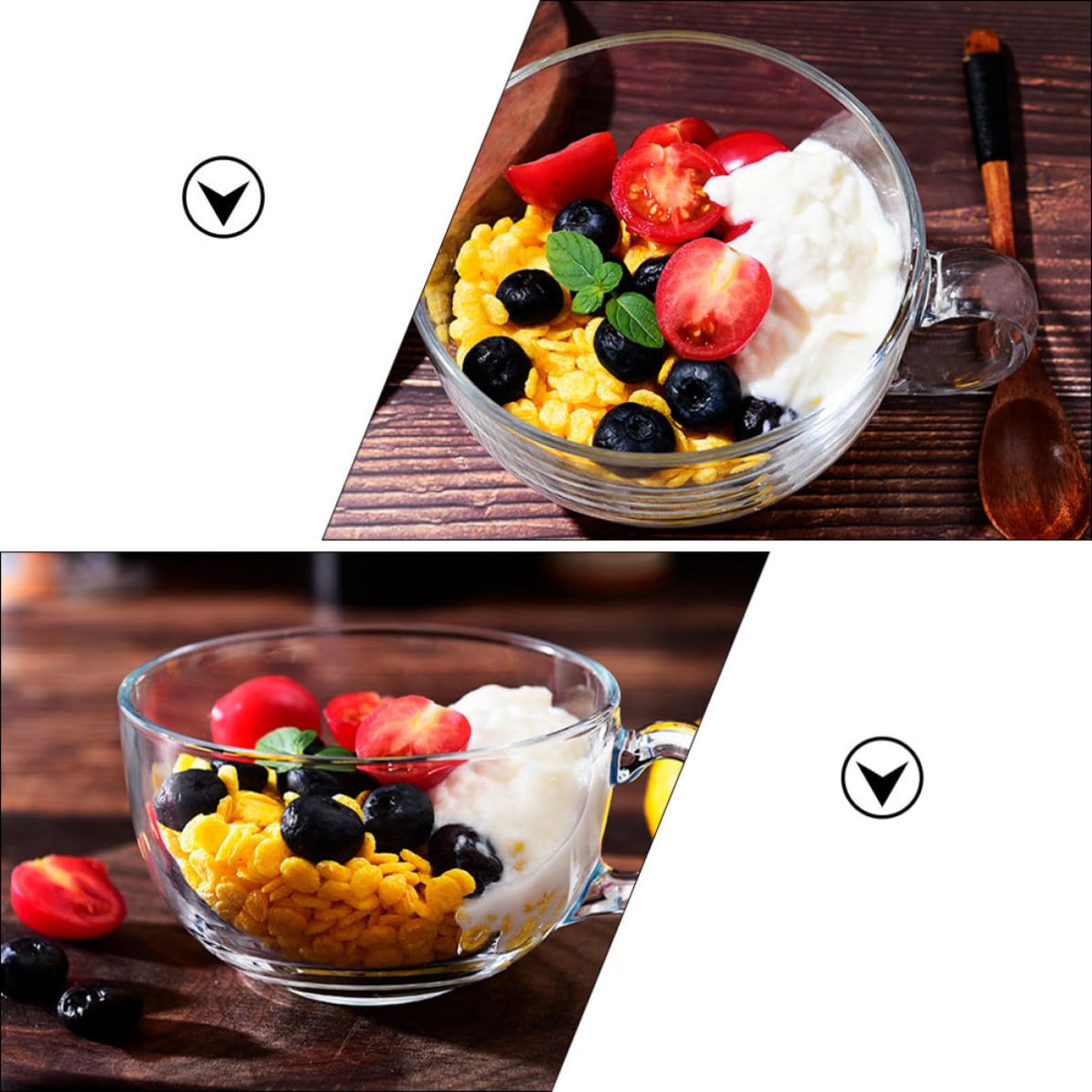 2 Tazas de Vidrio para Beber 600ml, con Tapa, Sencillas y Elegantes | Juego de 2 Piezas, Vidrio Transparente, Uso en Hogar y Restaurante, Formato Versátil para Leche, Té o Agua