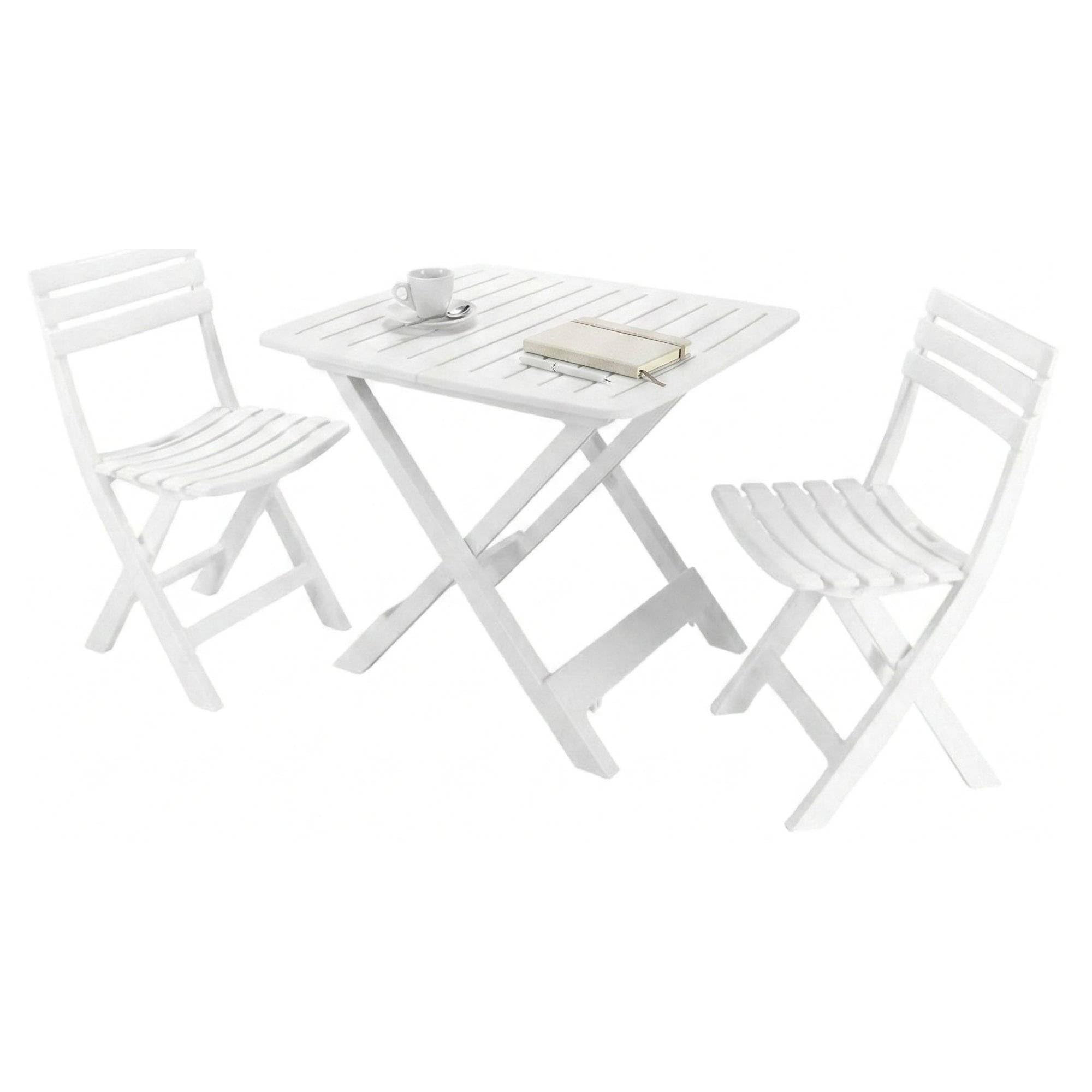 Dmora Set da Esterno Composto da:2 sedie ed 1 Tavolo, Made in Italy, Color Bianco