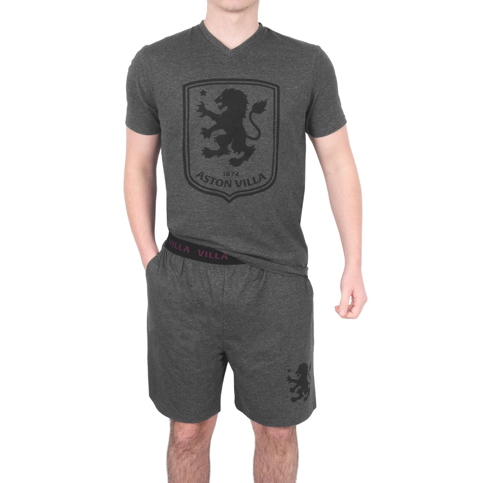 Aston Villa Men's Grey Official Football Loungewear Short Pyjamas Medium