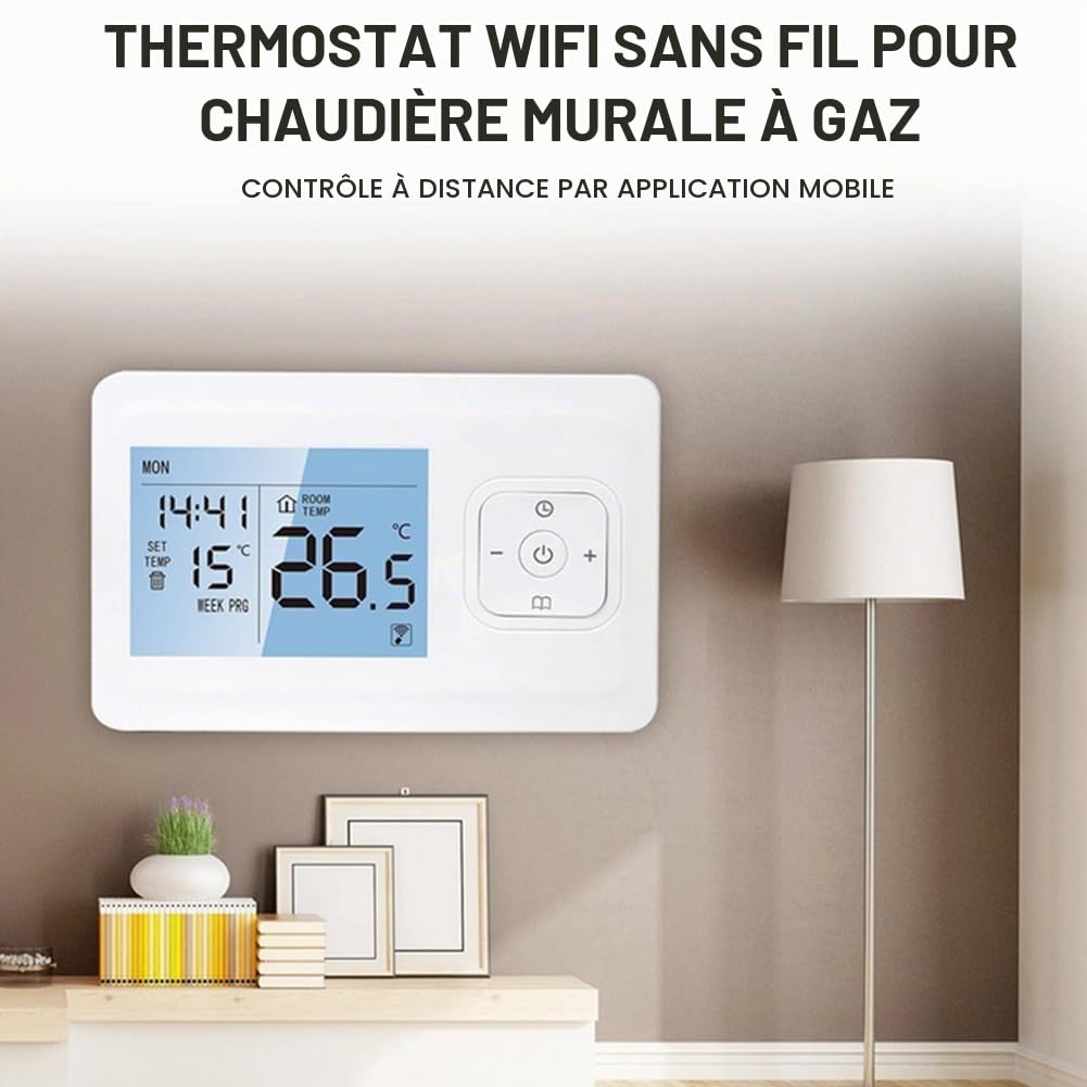 SPORTARC Thermostat Intelligent WiFi programmable pour la Maison, télécommande Tuya/Smart Life, sans Fil WiFi téléphone App contrôle Thermostat programmable de pièce
