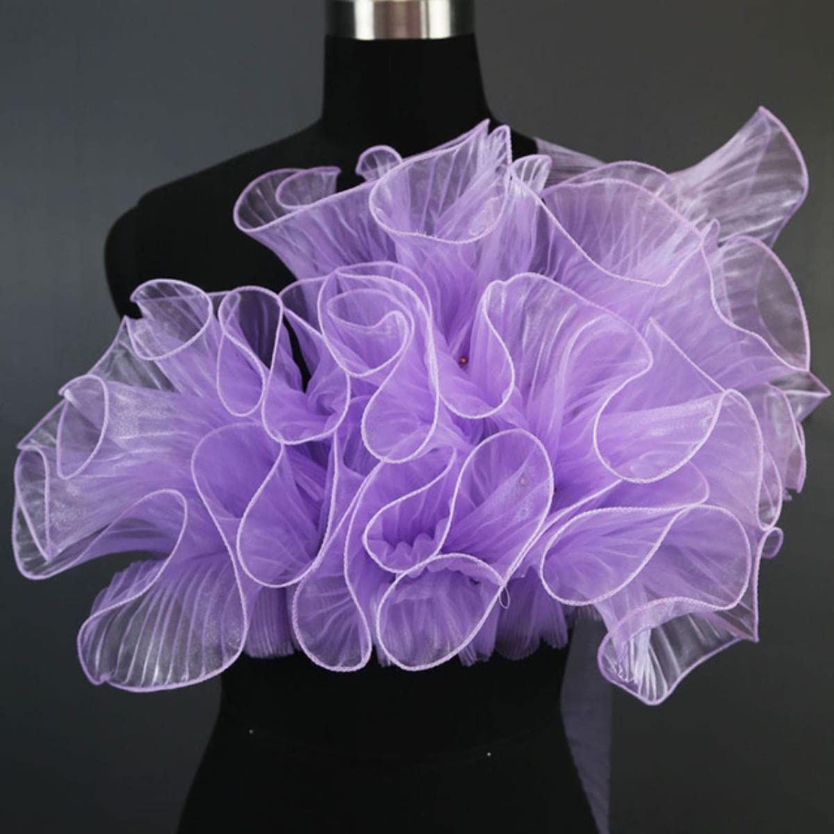 Tela plisada con volantes iridiscente de 3/5/10m, tela de Color Organza con adornos de encaje para decoración de falda de vestido, por metro-11 púrpura, 5 metros