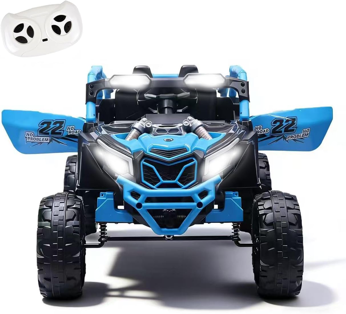 24V Ride on Toys for Big Kids, 2 Seater Electric Car w/Parents Remote Control, 4 Wheel Suspension, Max 5MPH, Slow Start, 2X200W Motors, Bluetooth, Music, LED, Ride on UTV for Ages 3-6, Blue